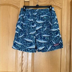 Vineyard Vines Navy & Aqua Fish Print Swim Shorts